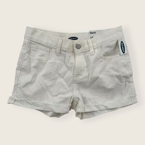 Old Navy Shorts Girls Youth 14 White Denim Adjustable Cotton Walking NEW